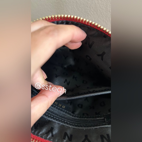 DKNY Red Leather Crossbody Bag with Silver Chain strap INCLUDES Gold Chain Strap - Picture 8 of 10